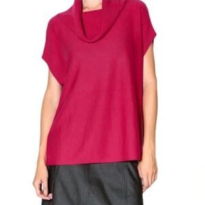 Vince 100% Cashmere Oversized Cowl Neck Sweater size Large Hot Pink